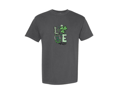 brand:Comfort Colors|color:Pepper|Nurse Love Clover Shamrock St Patricks Graphic T-Shirt