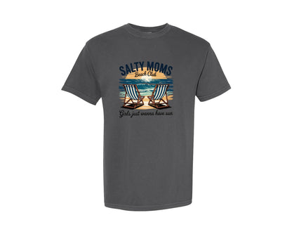 brand:Comfort Colors|color:Pepper|Salty Mom Beach Club Graphic T-Shirt