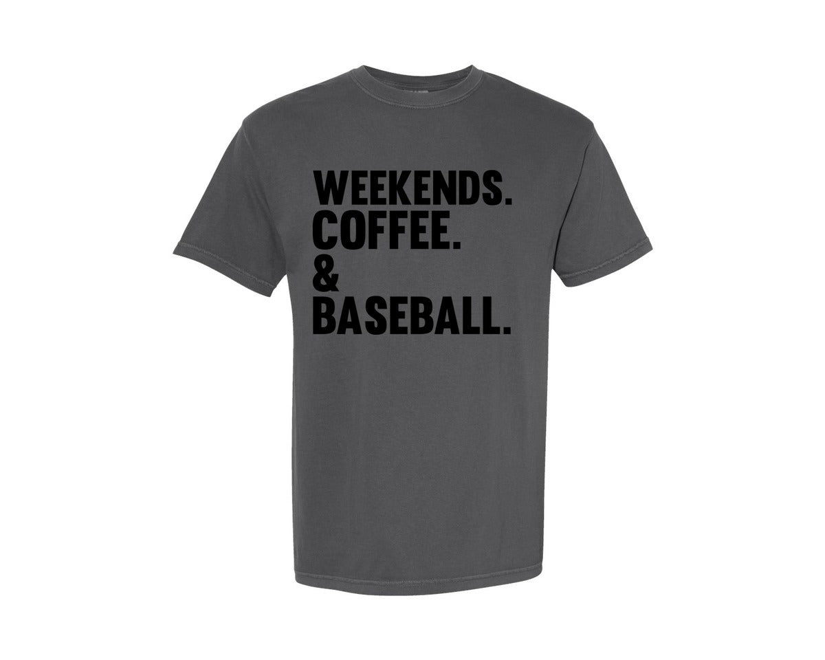 brand:Comfort Colors|color:Pepper|Weekends Coffee Baseball Tshirt Design Graphic T-Shirt