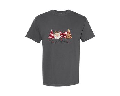 brand:Comfort Colors|color:Pepper|Latch Hook Yarn Faux Tis The Season 12 Graphic T-Shirt