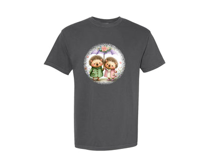 brand:Comfort Colors|color:Pepper|Couple Animals Round Tshirt 35 Graphic T-Shirt