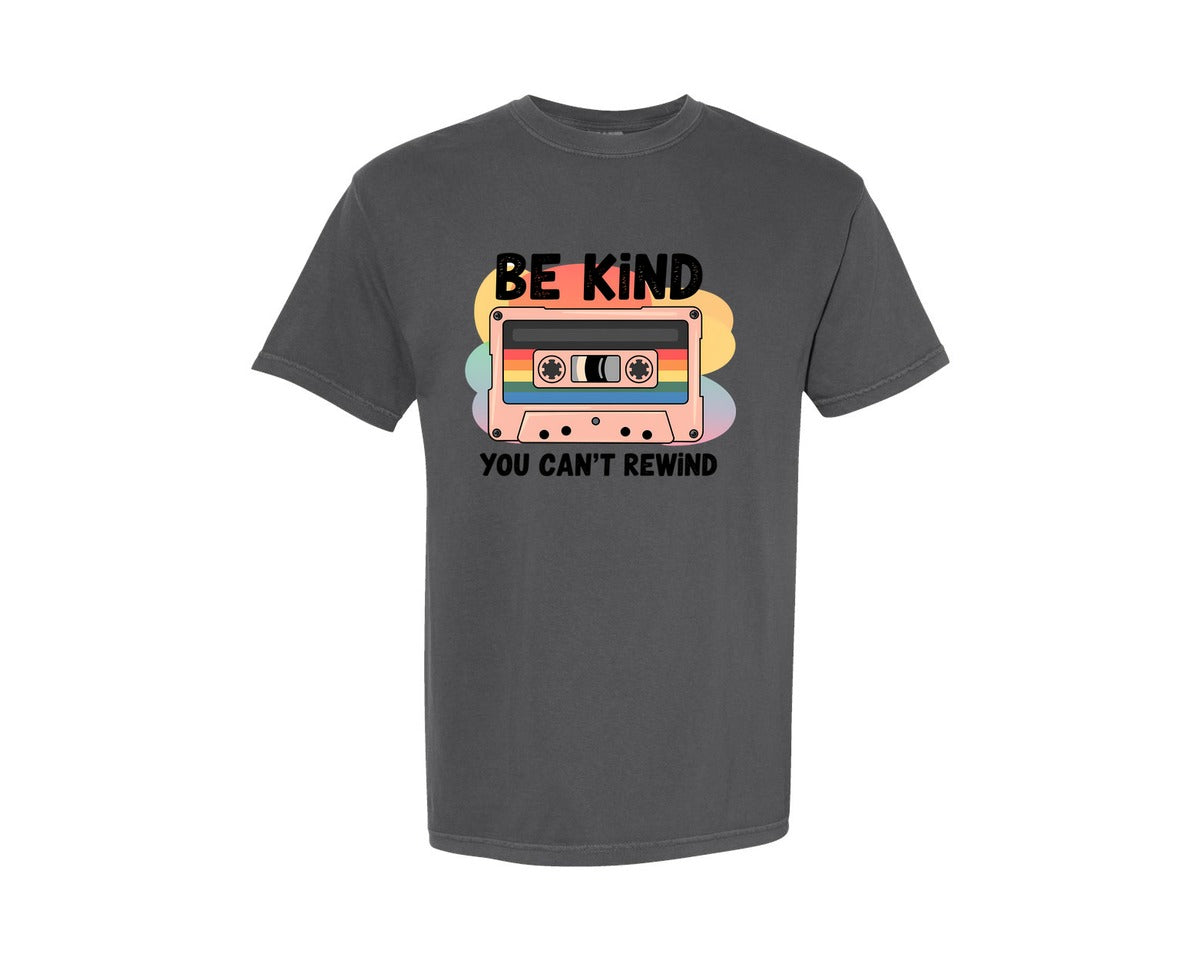 brand:Comfort Colors|color:Pepper|Be Kind Retro Cassette Tape 2 Graphic T-Shirt