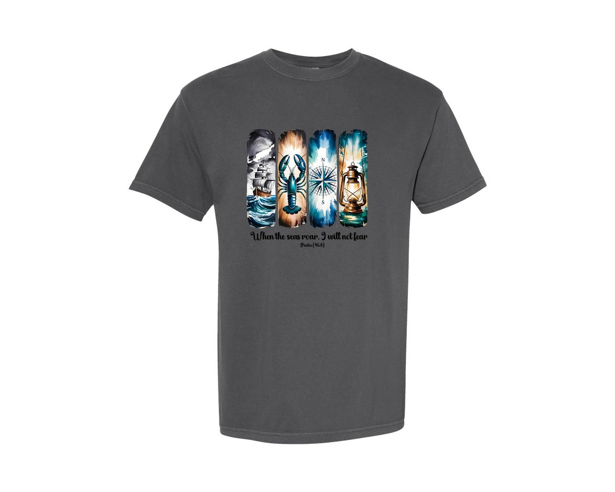 brand:Comfort Colors|color:Pepper|Stormy Seascape Christian Psalm 463 Graphic T-Shirt