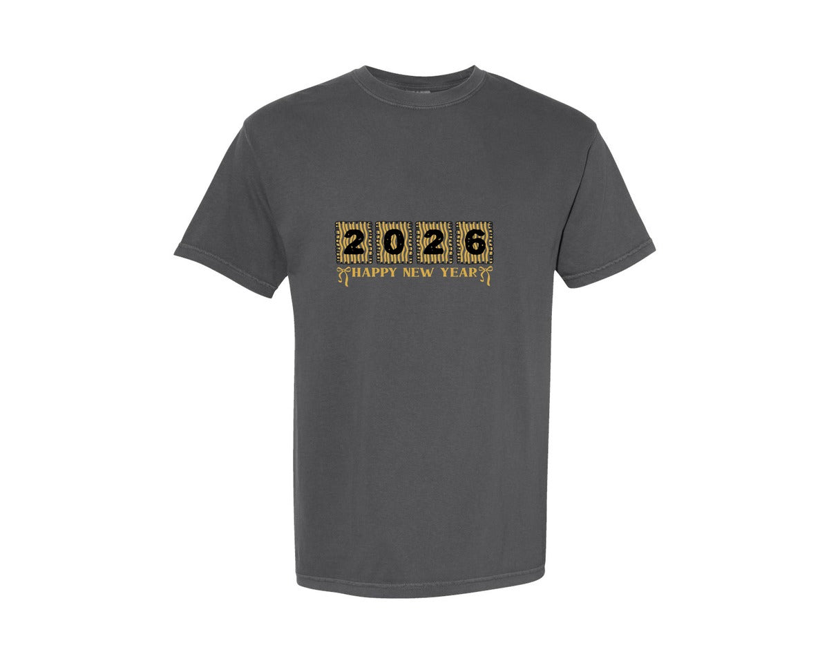 brand:Comfort Colors|color:Pepper|Trendy Happy New Year 2026 2026 Graphic T-Shirt