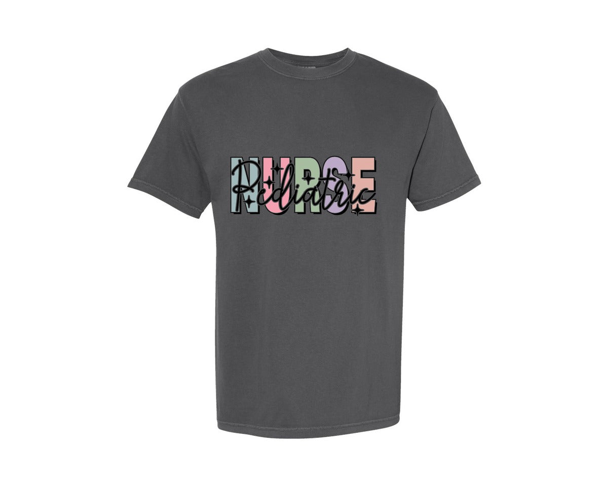 brand:Comfort Colors|color:Pepper|Peds Nurse Picu Pediatric Nurse Graphic T-Shirt