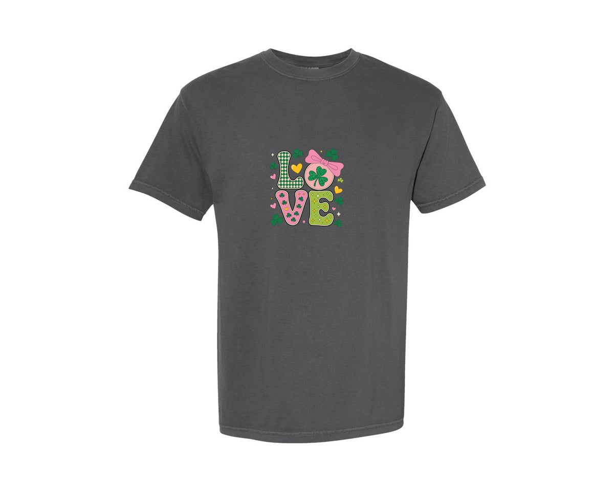 brand:Comfort Colors|color:Pepper|St Patricks Day Love 3 Graphic T-Shirt