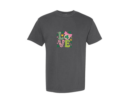 brand:Comfort Colors|color:Pepper|St Patricks Day Love 3 Graphic T-Shirt
