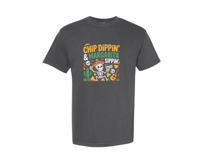 brand:Comfort Colors|color:Pepper|Cinco De Mayo Skeleton Front Back Graphic T-Shirt
