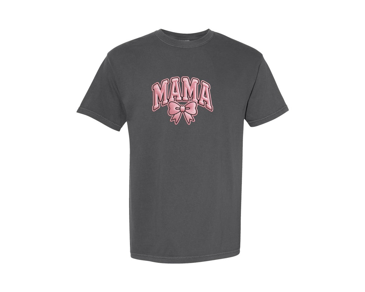 brand:Comfort Colors|color:Pepper|Pink Coquette Bow Mama Graphic T-Shirt