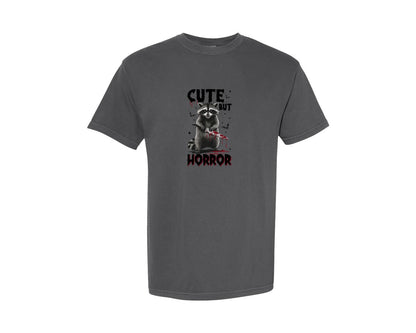 brand:Comfort Colors|color:Pepper|Cute But Horror Raccoon Pngscary Animal Graphic T-Shirt