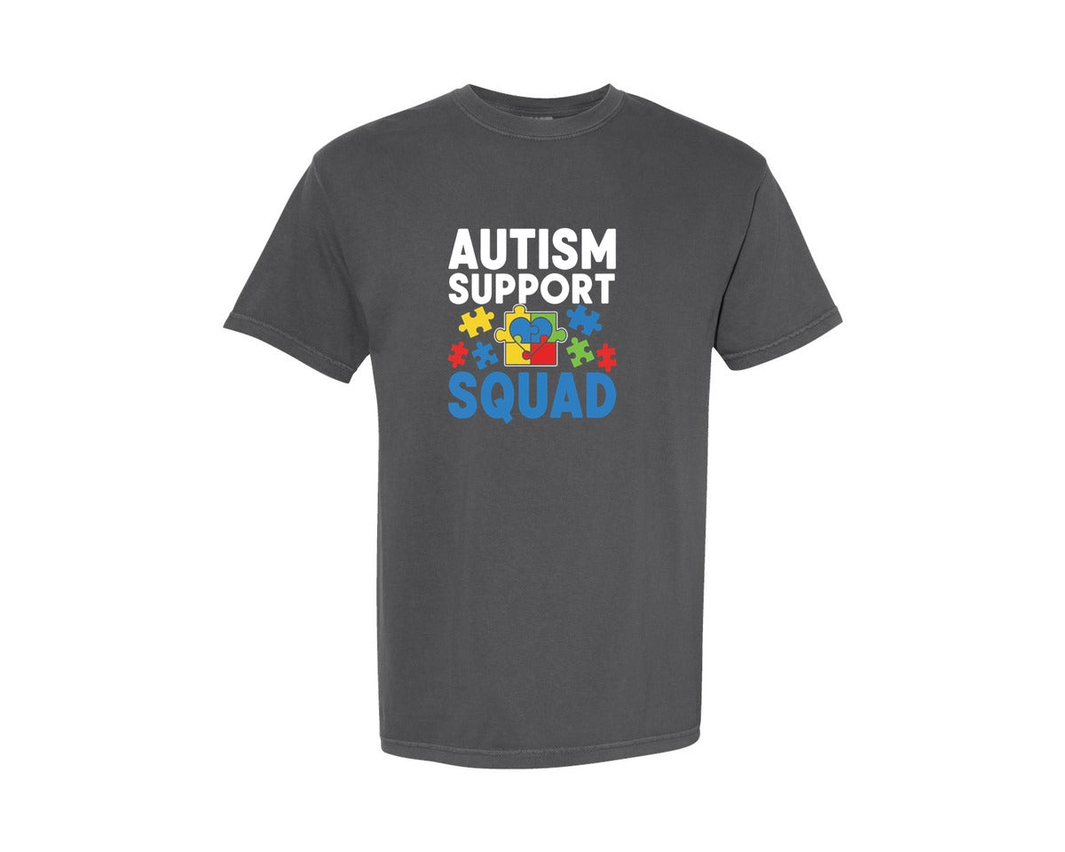 brand:Comfort Colors|color:Pepper|Autism Support Squad T Shirt Design 3 Graphic T-Shirt