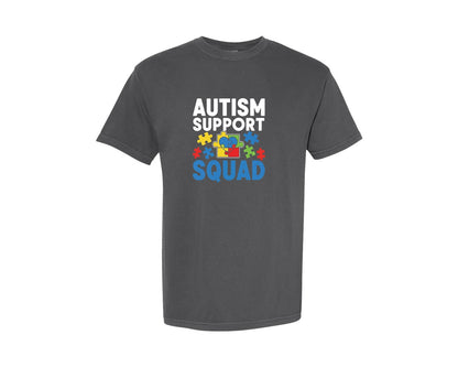 brand:Comfort Colors|color:Pepper|Autism Support Squad T Shirt Design 3 Graphic T-Shirt