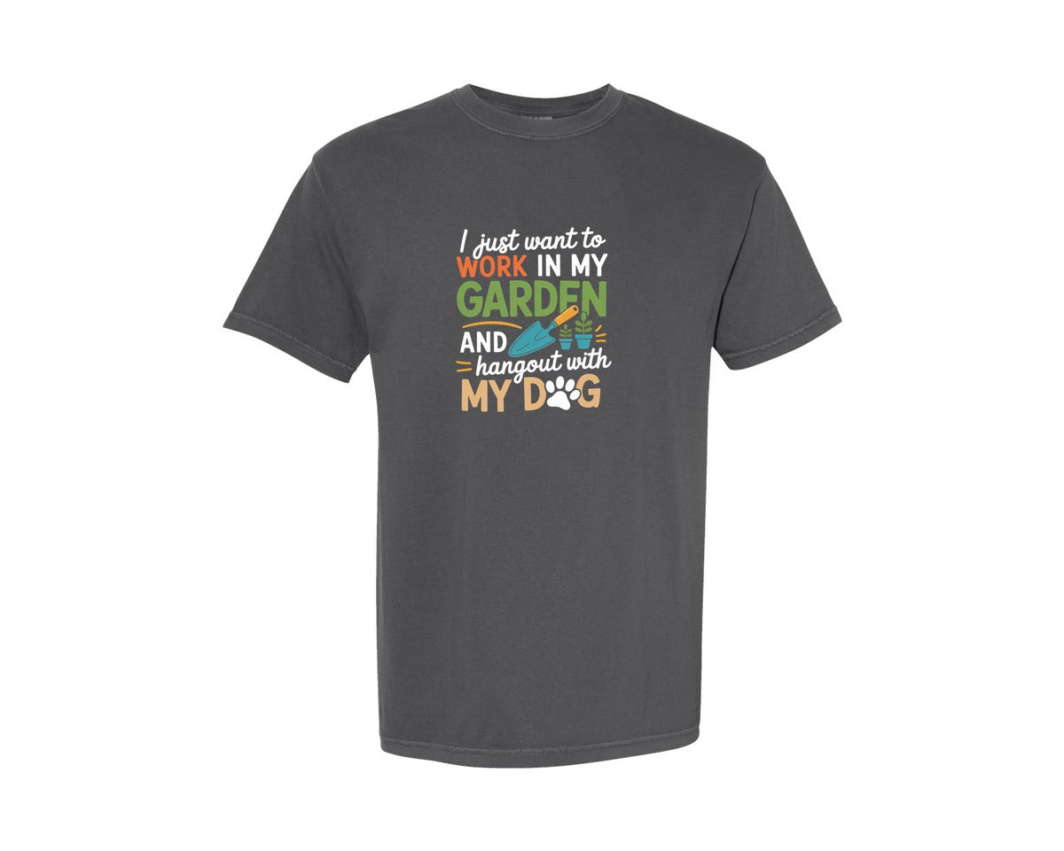 brand:Comfort Colors|color:Pepper|Garden And My Dog Shirt Graphic T-Shirt