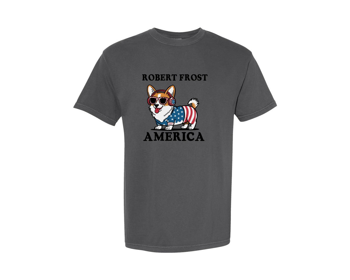 brand:Comfort Colors|color:Pepper|Corgi Dog 4Th Of July Graphic T-Shirt