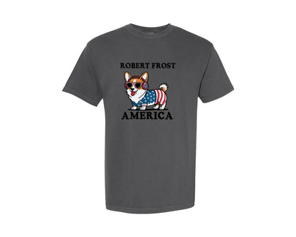 brand:Comfort Colors|color:Pepper|Corgi Dog 4Th Of July Graphic T-Shirt