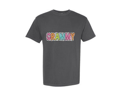 brand:Comfort Colors|color:Pepper|Grammy Dalmatian Dots Bright Doodle Graphic T-Shirt