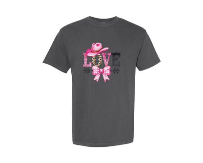brand:Comfort Colors|color:Pepper|Western Cowgirl Love Coquette Bow Graphic T-Shirt