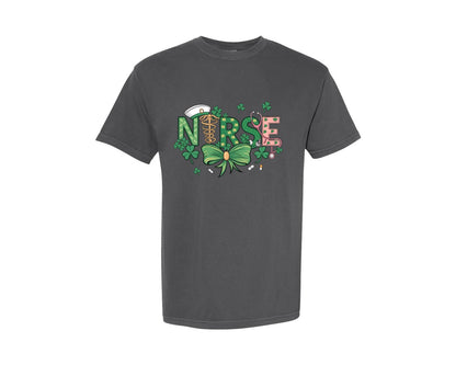 brand:Comfort Colors|color:Pepper|St Patricks Day Nurse Lucky Nurse 6 Graphic T-Shirt