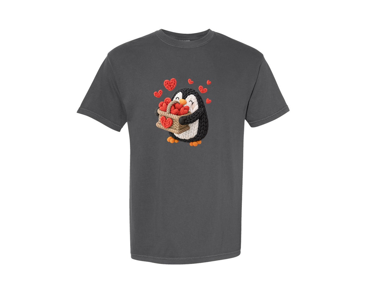 brand:Comfort Colors|color:Pepper|Valentine Penguin Valentine 2 Graphic T-Shirt