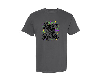brand:Comfort Colors|color:Pepper|Let The Good Times Roll Mardi Gras 9 Graphic T-Shirt