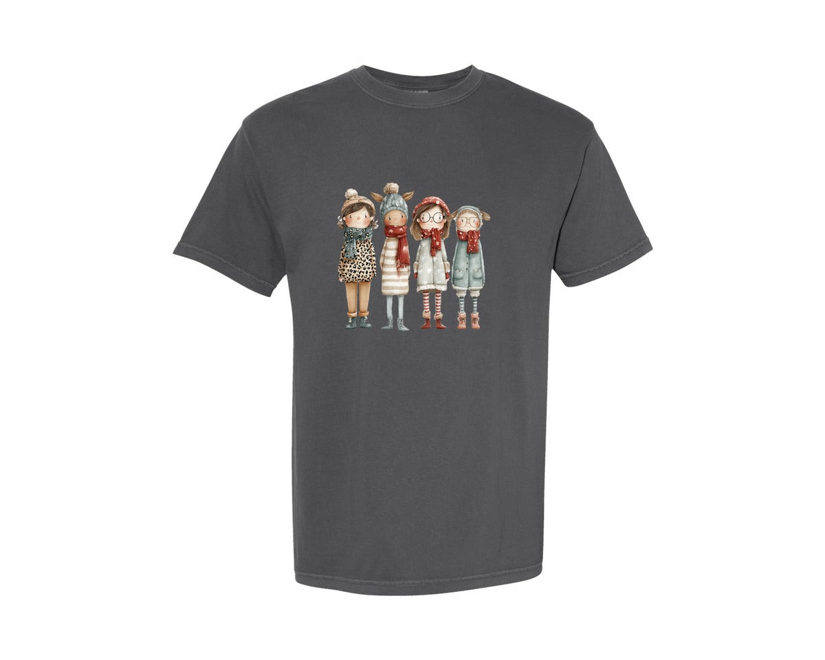 brand:Comfort Colors|color:Pepper|Whimsical Winter Christmas Girl 8 Graphic T-Shirt