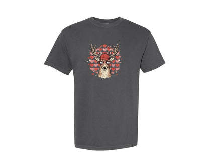 brand:Comfort Colors|color:Pepper|Xoxo Valentines Day Deer Graphic T-Shirt