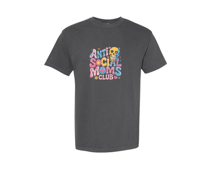 brand:Comfort Colors|color:Pepper|Anti Social Moms Club T Shirt Design Graphic T-Shirt
