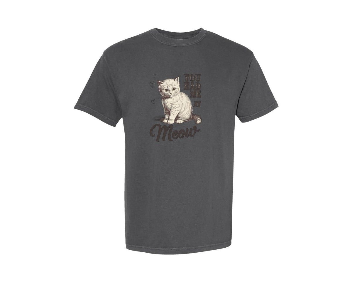 brand:Comfort Colors|color:Pepper|Vintage Valentines Day Cat Design 3 Graphic T-Shirt