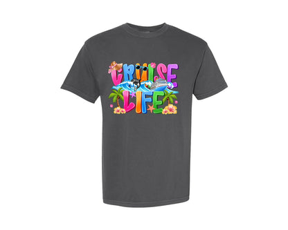 brand:Comfort Colors|color:Pepper|Cruise Life Tropical Summer Art Graphic T-Shirt