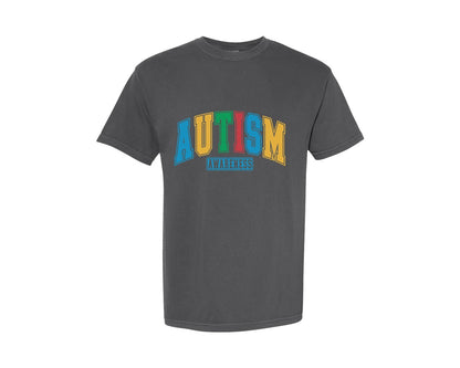 brand:Comfort Colors|color:Pepper|Autism Awareness Autism Mom Varsity Graphic T-Shirt