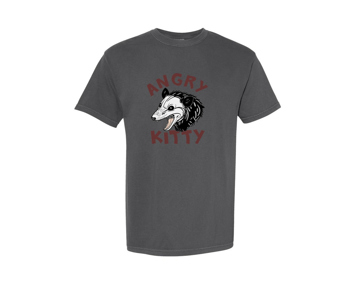 brand:Comfort Colors|color:Pepper|Angry Kitty Sarcastic Possum Design Graphic T-Shirt