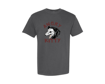 brand:Comfort Colors|color:Pepper|Angry Kitty Sarcastic Possum Design Graphic T-Shirt