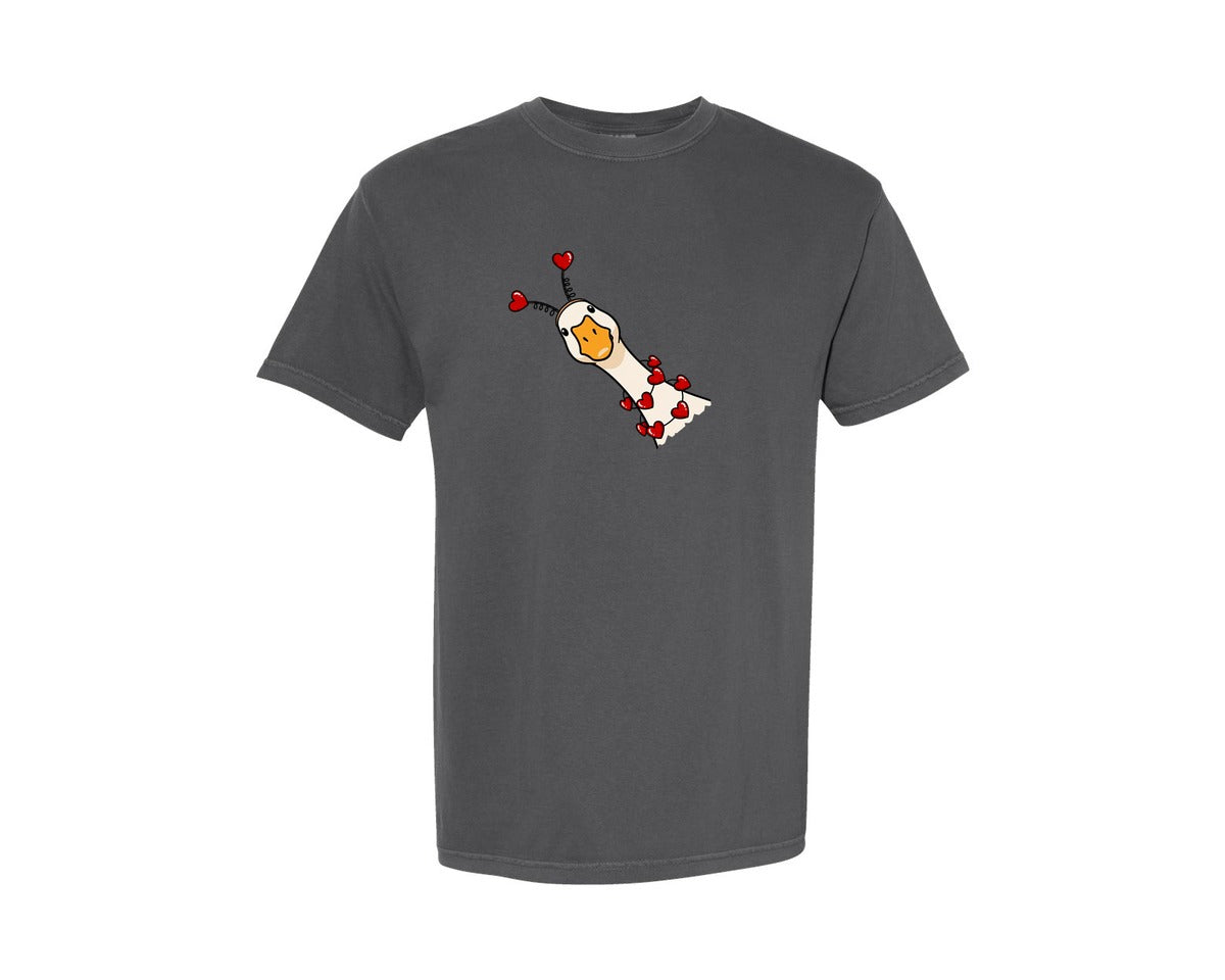 brand:Comfort Colors|color:Pepper|Funny Goose Valentine 2 Graphic T-Shirt