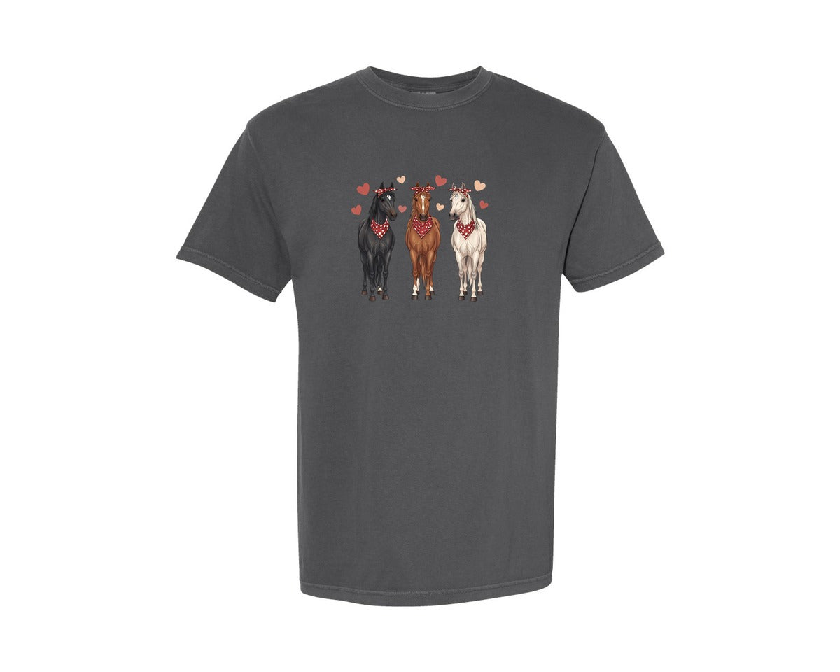 brand:Comfort Colors|color:Pepper|Valentine Horse Graphic T-Shirt