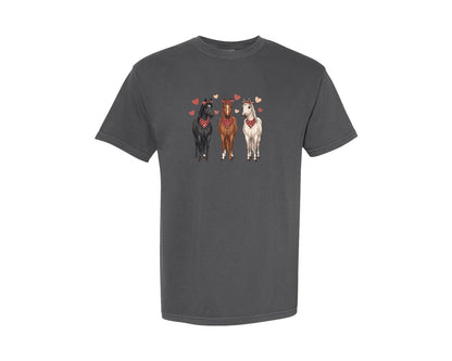 brand:Comfort Colors|color:Pepper|Valentine Horse Graphic T-Shirt