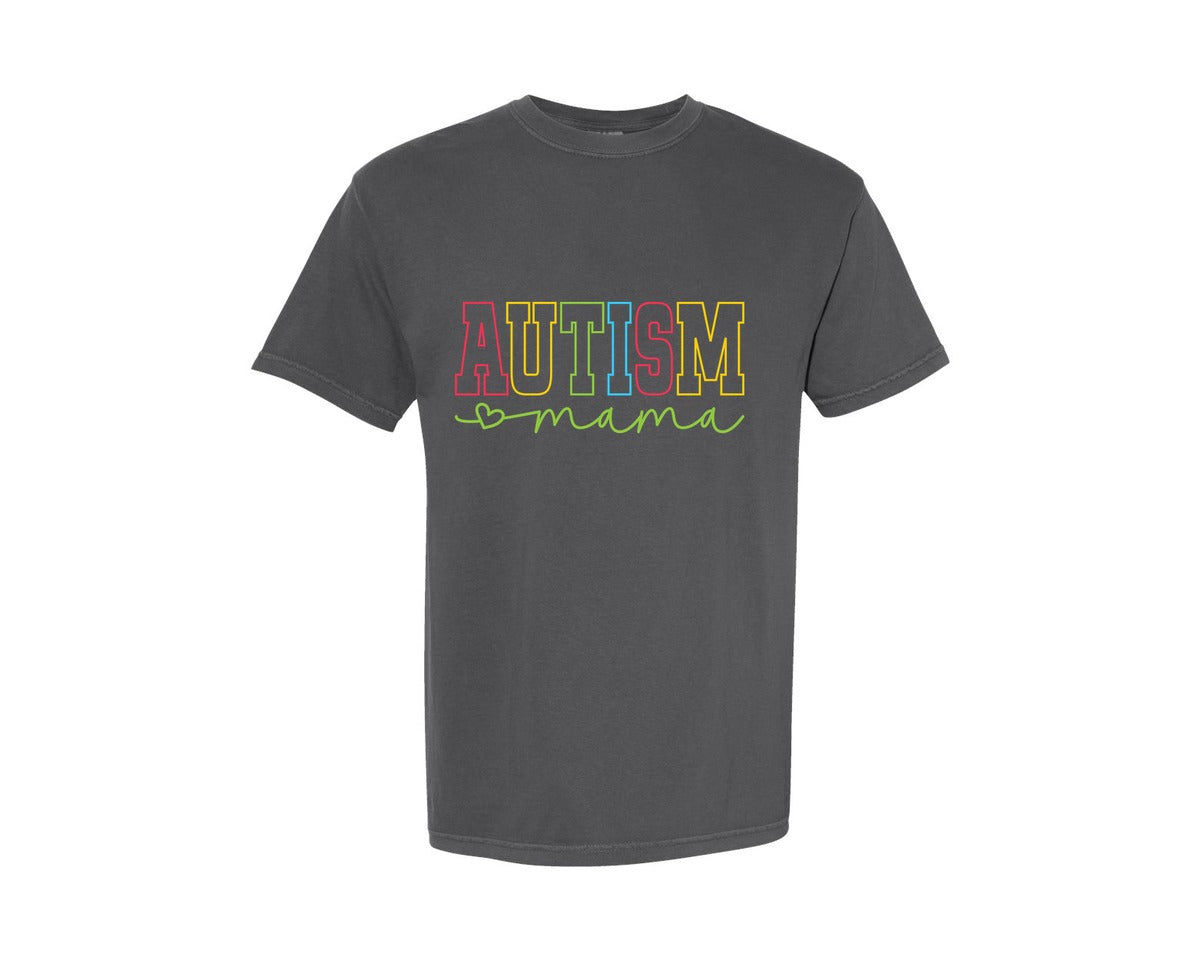 brand:Comfort Colors|color:Pepper|Autism Mama Awareness Graphic T-Shirt