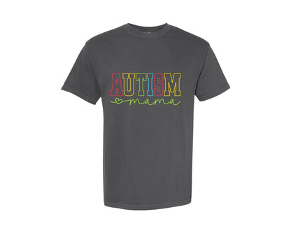brand:Comfort Colors|color:Pepper|Autism Mama Awareness Graphic T-Shirt