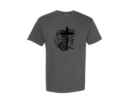 brand:Comfort Colors|color:Pepper|Man Of God Jesus Cross Jesus Lion 2 Graphic T-Shirt