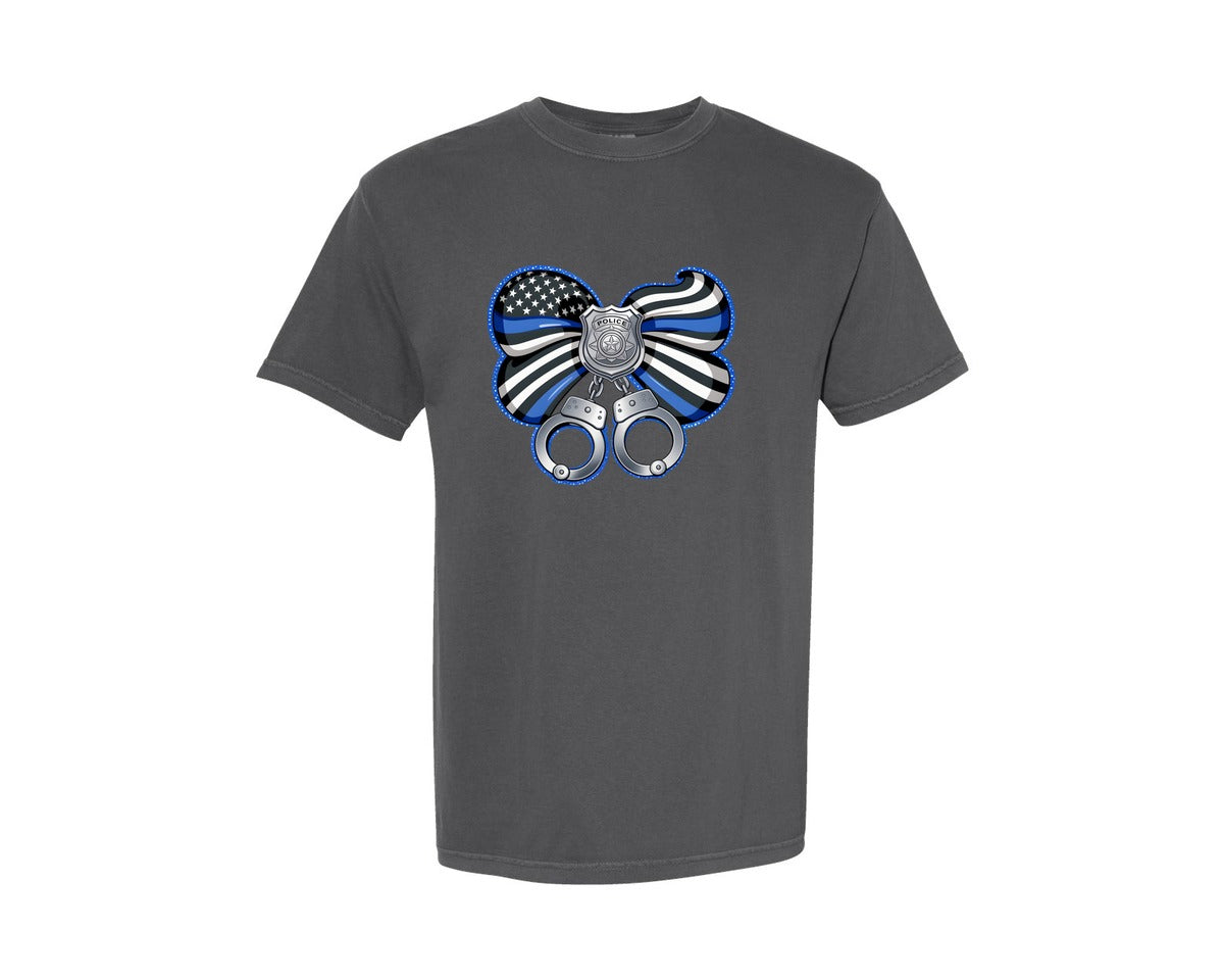 brand:Comfort Colors|color:Pepper|Police Coquette Bow Graphic T-Shirt