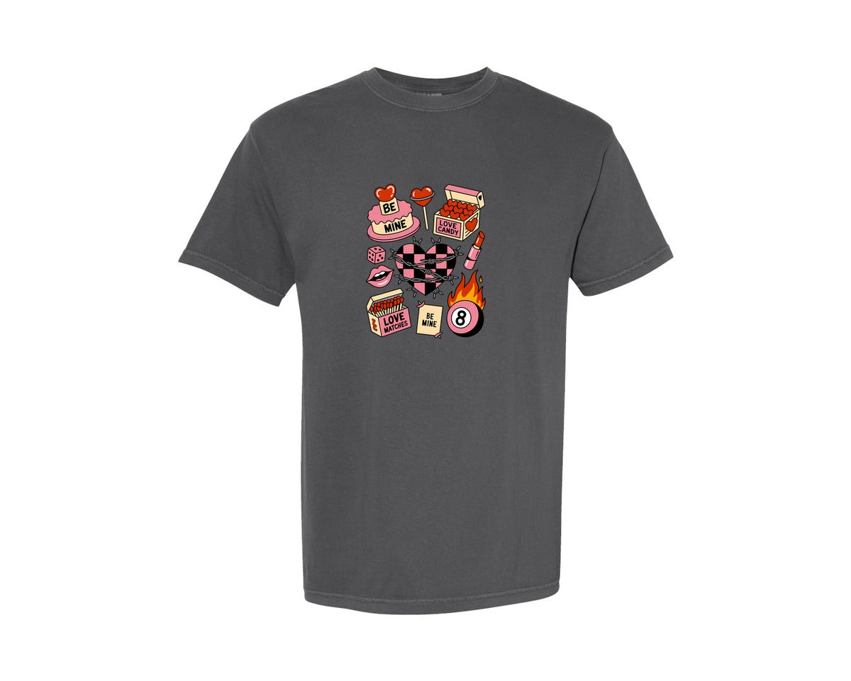 brand:Comfort Colors|color:Pepper|Retro Valentine 13 Graphic T-Shirt
