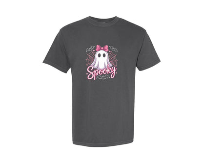 brand:Comfort Colors|color:Pepper|Spooky Ghost Coquette Halloween Graphic T-Shirt