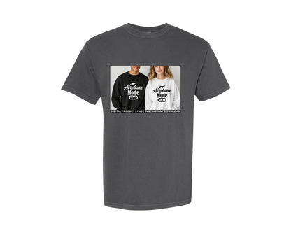 brand:Comfort Colors|color:Pepper|Airplane Mode Funny Travel Pilot Plane Graphic T-Shirt