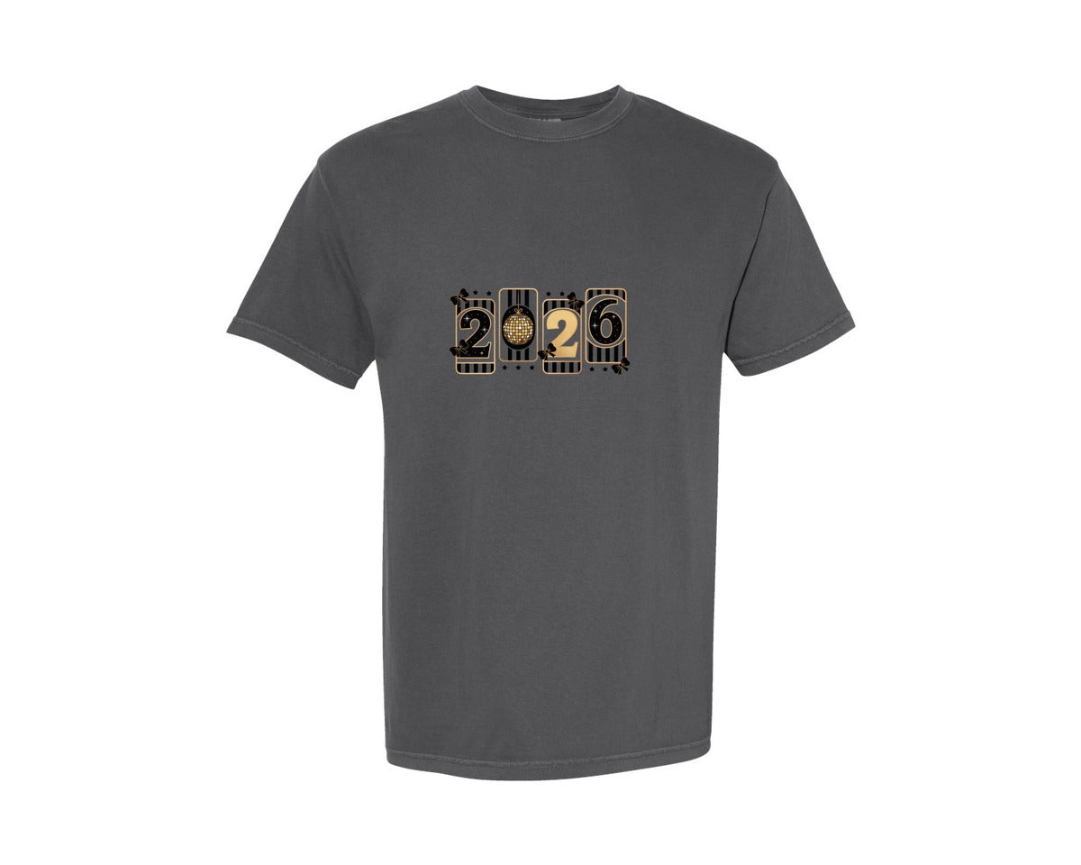 brand:Comfort Colors|color:Pepper|Happy New Year 2026 96 Graphic T-Shirt