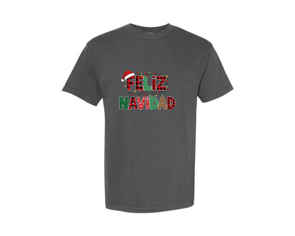 brand:Comfort Colors|color:Pepper|Feliz Navidad Design Graphic T-Shirt