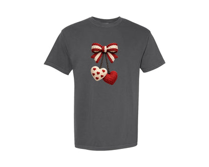 brand:Comfort Colors|color:Pepper|Crochet Valentine Day Cherry Graphic T-Shirt