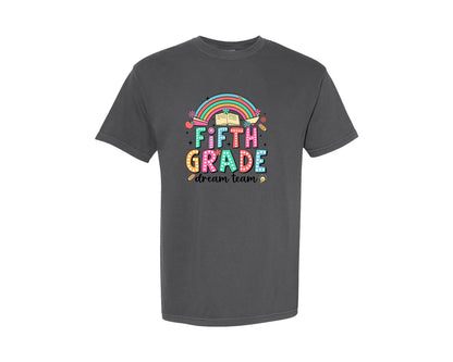brand:Comfort Colors|color:Pepper|Fifth Grade Dream Team Graphic T-Shirt