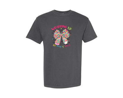 brand:Comfort Colors|color:Pepper|100 Days Coquette Bow Brushstroke Graphic T-Shirt
