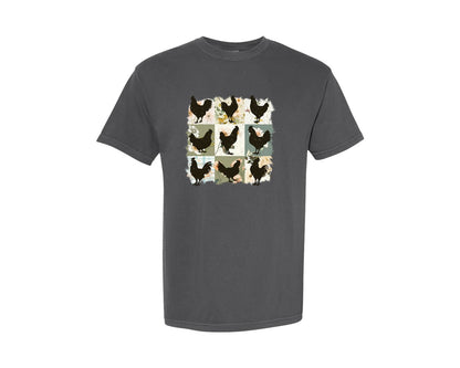 brand:Comfort Colors|color:Pepper|Rustic Chickens Farmhouse Graphic T-Shirt