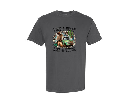 brand:Comfort Colors|color:Pepper|Heart Like A Truck Country Graphic T-Shirt