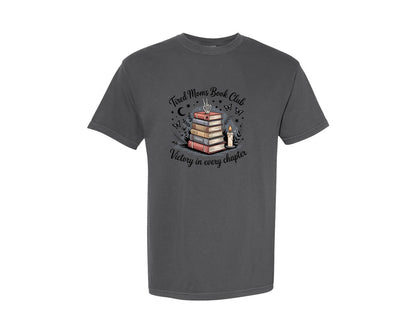 brand:Comfort Colors|color:Pepper|Funny Tired Moms Book Club Shirt Bookis Graphic T-Shirt
